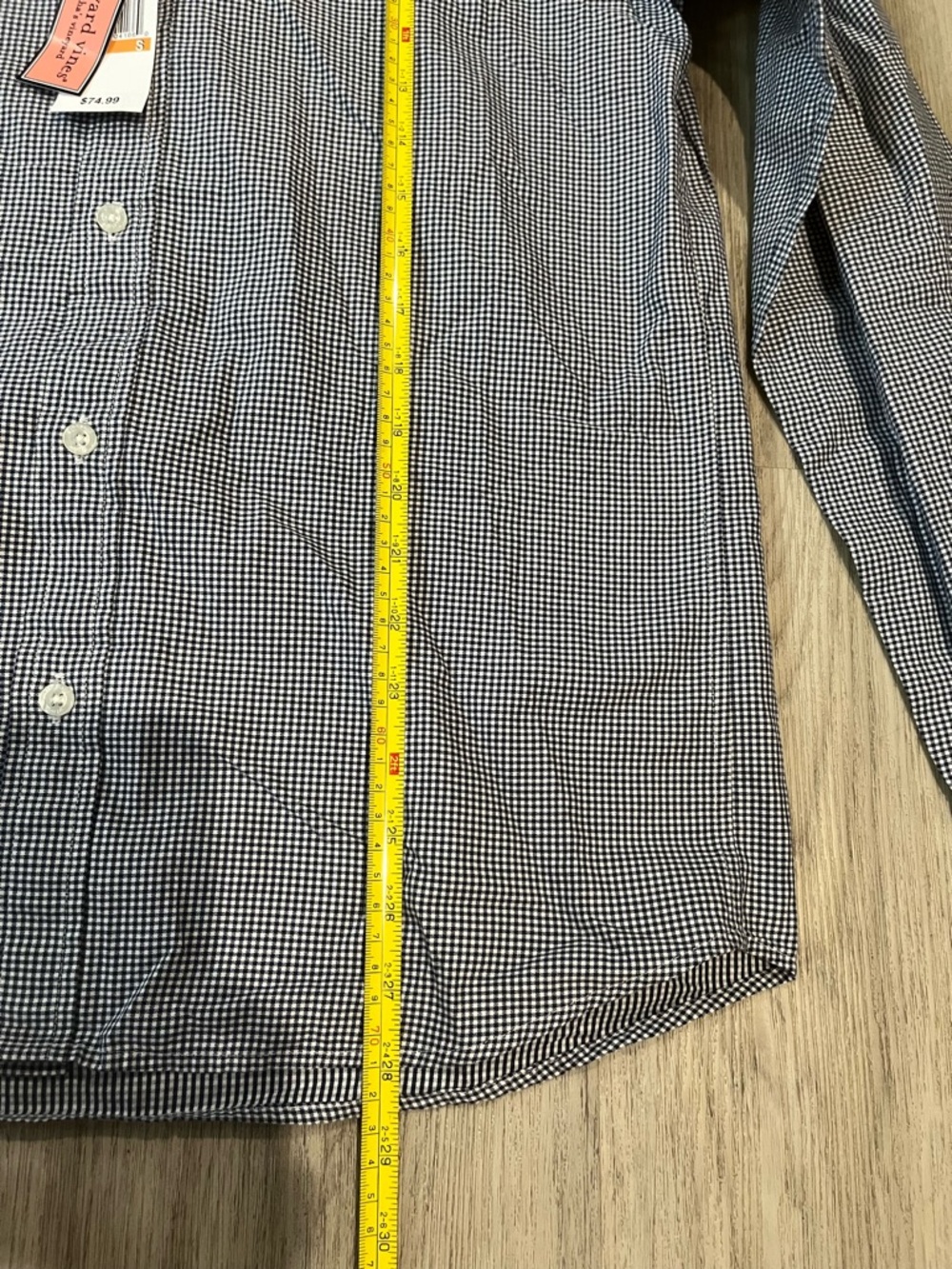 NWT Mens Vineyard Vines Navy/White Gingham Checkered Button-Down Shirt. Small. - Picture 5 of 6